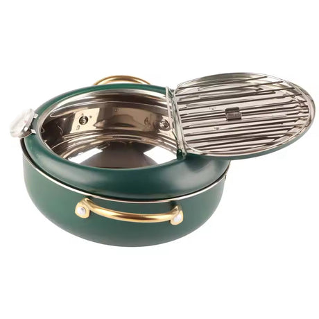 Frying Pot with Thermometer - Japanese Stainless Steel Deep Fryer for Kitchen Use