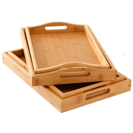 Wide Bamboo Organizer Tray with Handles for Cutlery and Utensils