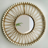 Handwoven Macrame Round Mirror with Hemp Rope Boho Charm