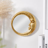 Gold Resin Round Decorative Hanging Mirror Meniscus Wall Pendant