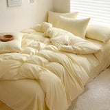 100% Cotton Solid Duvet Cover Bed Sheet Pillowcase Set