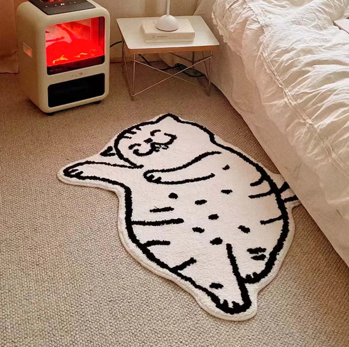 VIKAMA Sleeping Cat Plush Fleece Rug Non-Slip Waterproof Accent Mat