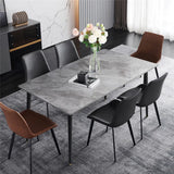 High Gloss Marble Rectangular Dining Table with Metal Frame