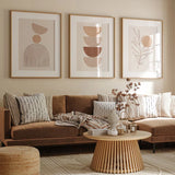 Bohemian Abstract Geometric Canvas Prints: Modern Beige Minimalist Plant Wall Art Decor