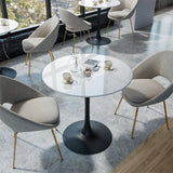 30-inch Round Sintered Stone Bistro Table with Pedestal Base