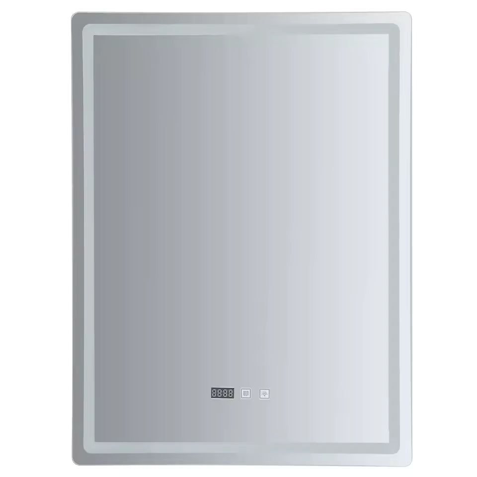 LED Bathroom Mirror with Lights – Wall-Mounted Smart Vanity Mirror with Anti-Fog, Time & Temperature Display
