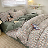 Nordic Plaid Cotton-Blend Duvet Cover Bedding Set Soft Brushed Comfort