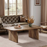 Tribesigns Farmhouse Rectangular Coffee Table 47-Inch Engineered Wood H-Shaped Base
