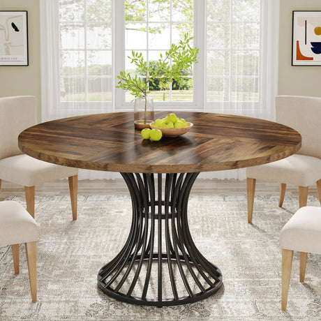 Tribesigns 47-Inch Round Farmhouse Dining Table Seats Six