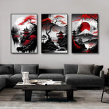 3-Piece Vintage Japanese Landscape Canvas Wall Art Set, Oriental Prints