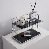 Double‑Layer Desktop Storage Rack with Acrylic Cup & Cosmetic Organizer