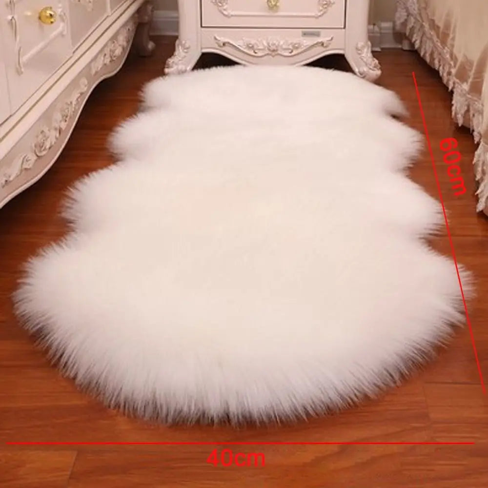 Faux Fluffy Shaggy Sheepskin Rug Soft Imitation Wool Accent Mat