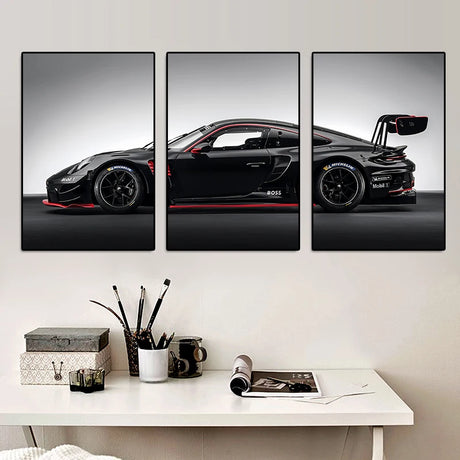 Vintage Industrial GT3RS Car Art Canvas Print for Modern Decor