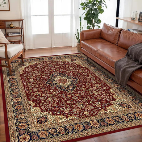 VIKAMA Bohemian Velvet Anti-Slip Crystal Print Living Room Rug