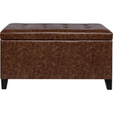 Leather Storage Bench – Upholstered Ottoman With Hidden Compartment Seating.