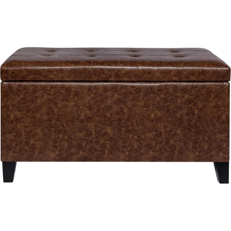 Leather Storage Bench – Upholstered Ottoman With Hidden Compartment Seating.