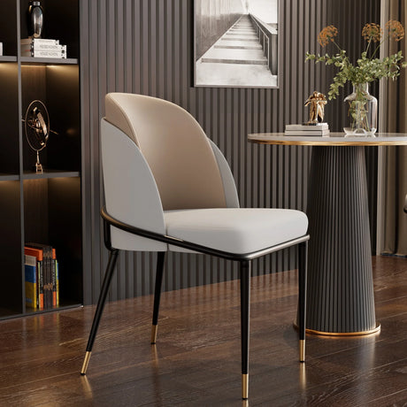LUVODI Two-Tone Microfiber Leather Dining Chairs with Gold Legs