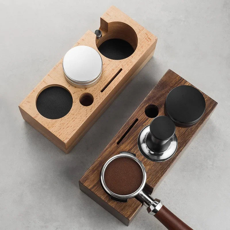 Premium Wooden Coffee Tamper Mat Stand for 51‑58mm Barista Tools