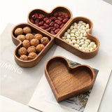 Walnut Heart Shaped Wooden Dessert Plate Tray for Candy
