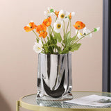 Silver Ruffled Ceramic Flower Vase Bag-Shaped Porcelain Home Decor