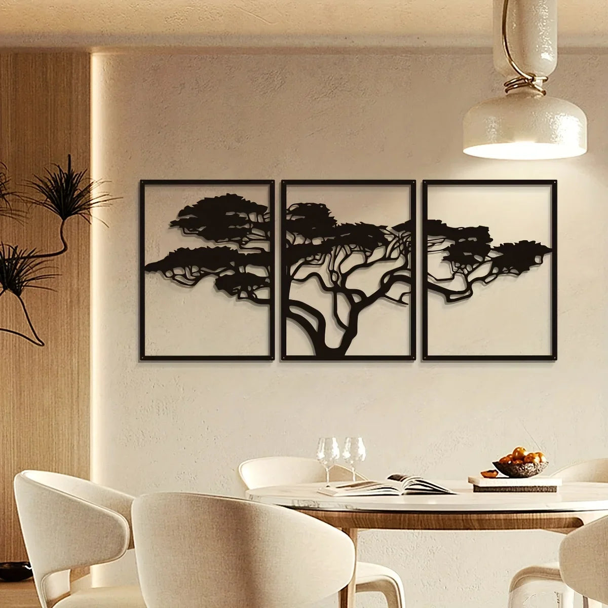 3-Piece Black Metal Tree of Life Wall Art Set