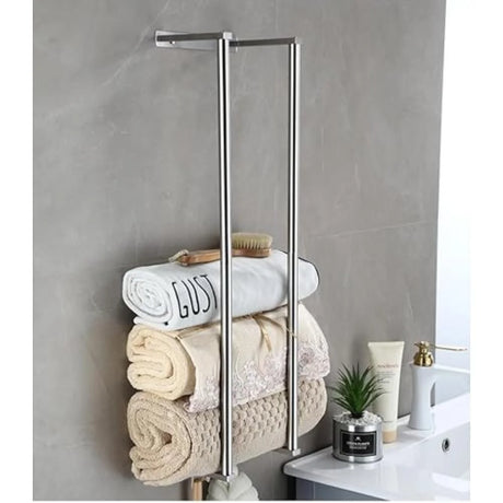 Wall-Mounted Stainless Steel Rolled Towel Rack for Bathroom Organization