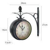 Retro Double-Sided Antique Metal Wall Clock – Silent Battery-Operated