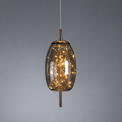 Amber Glass Pendant Light with a Starry LED Cluster