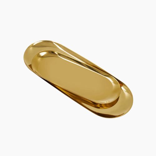 Gold Stainless Steel Round Tray for Cosmetics Jewelry Perfume