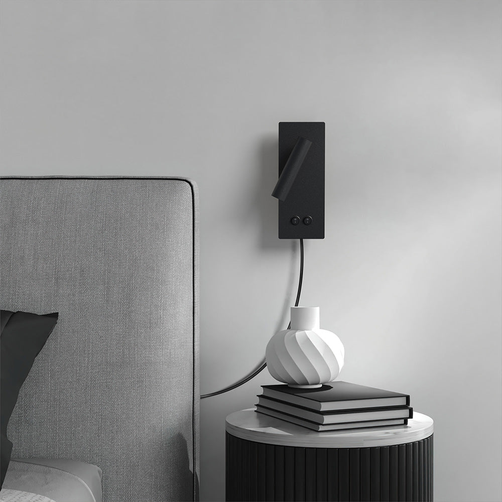 Bedside wall light with spotlight and separate backlight lit
