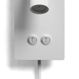 Matte finish wall reading light shown lit in a dim room