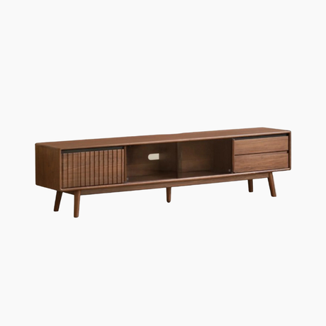 Wooden TV stand with storage compartments 