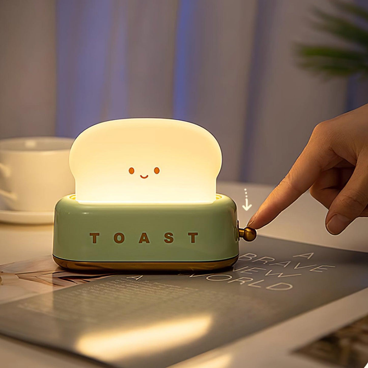 Cordless toaster table lamp shown from the front