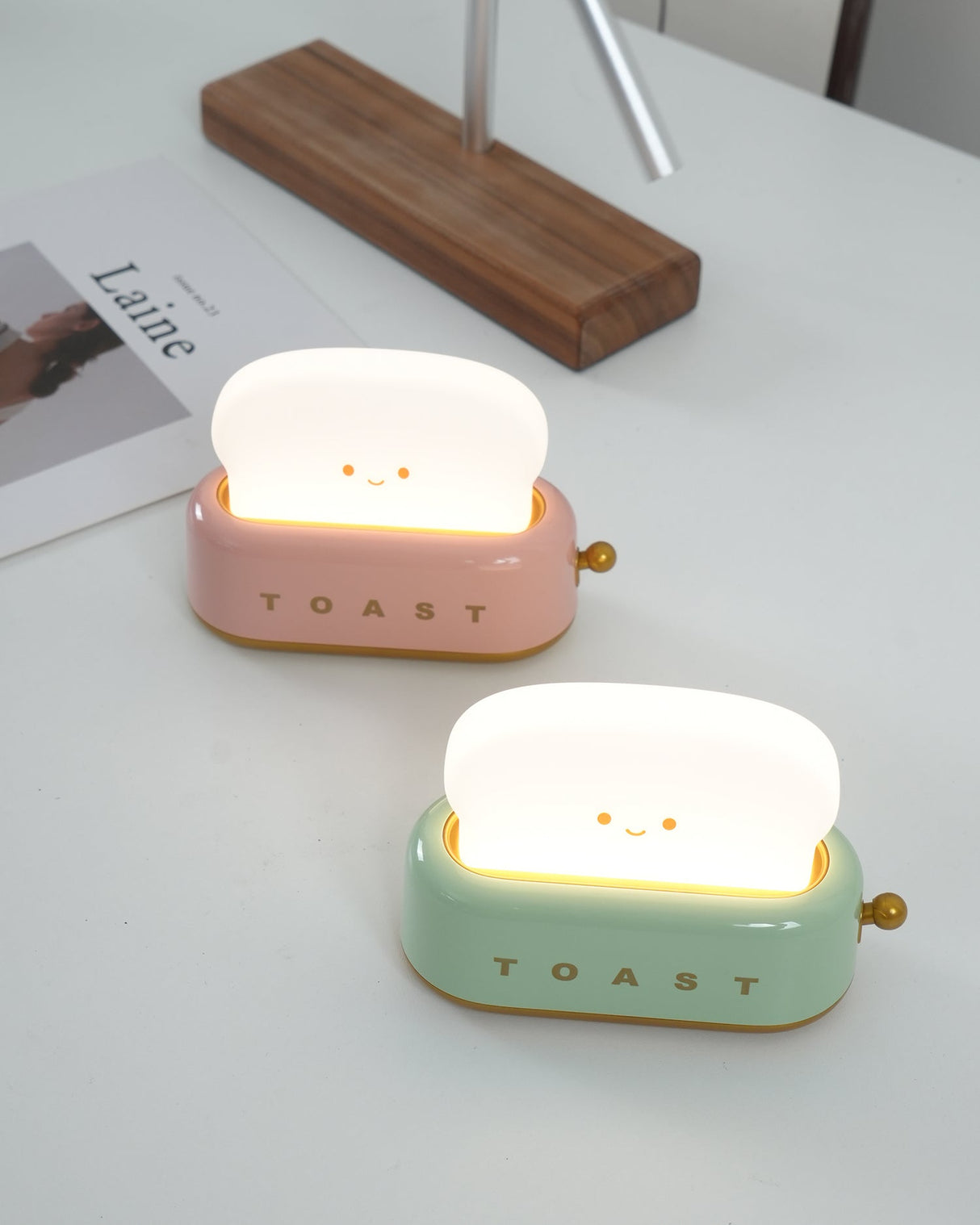 Modern Minimalist Toaster Table Lamp Plastic Acrylic 1-Light