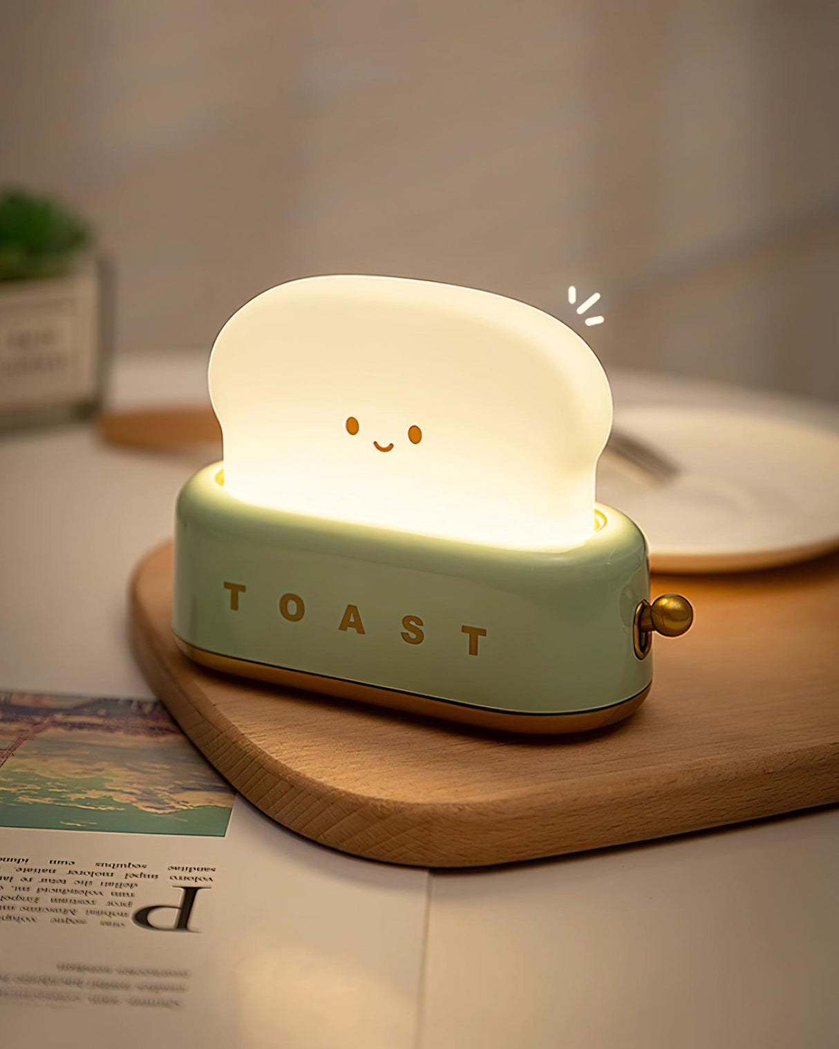 Modern Minimalist Toaster Table Lamp Plastic Acrylic 1-Light
