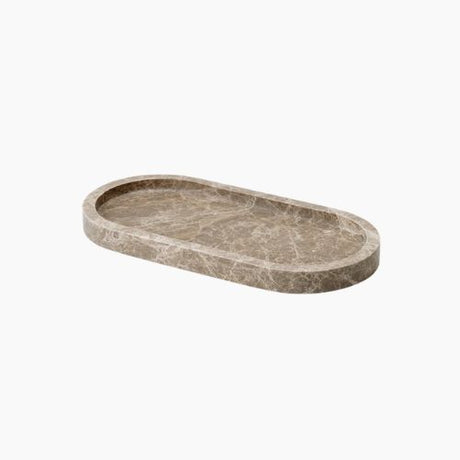 Emperador Light Marble Bathroom Accessories Set - Natural Vanity Tray and Soap Dish