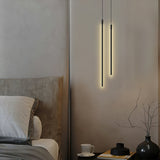Linear LED pendant light shown at full hanging length