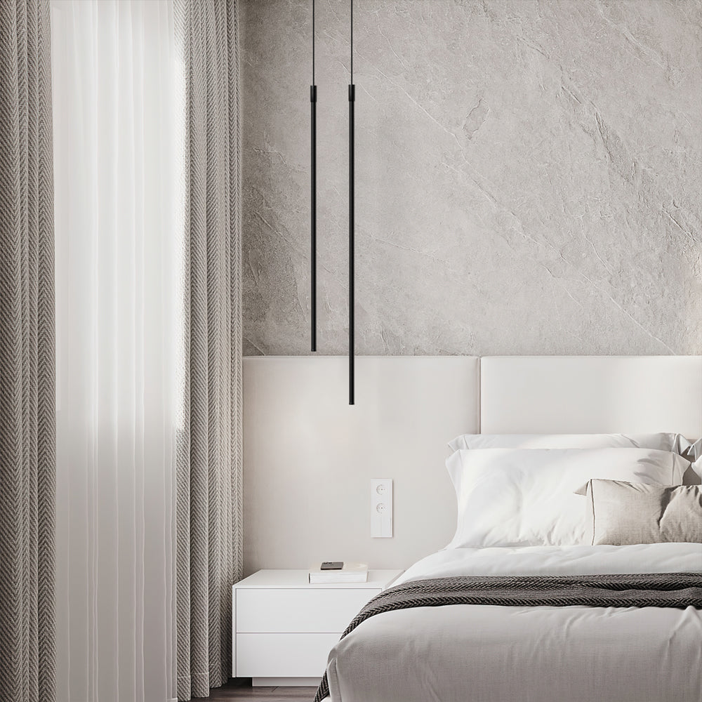 Slim black cylinder pendant light product view