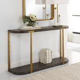 Uttermost Palisade Modern Oval Console Table Coffee Veneer Antique Gold Finish