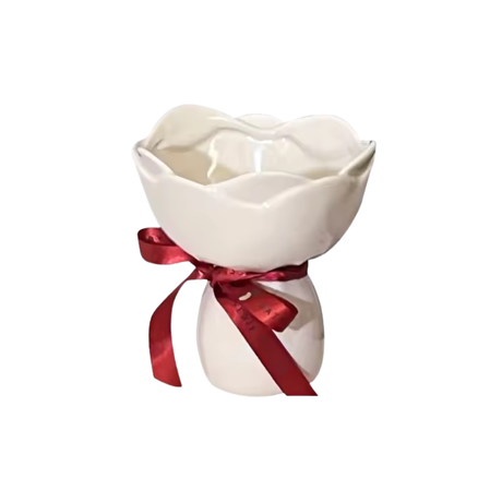 Ceramic Floral Vase – Rose-Shaped Tabletop Accent for Modern Decor