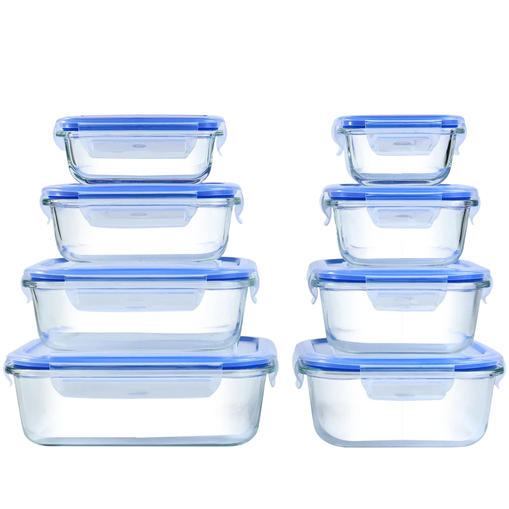Glass Food Storage Containers - 8 Piece Leakproof Airtight Kitchen Set