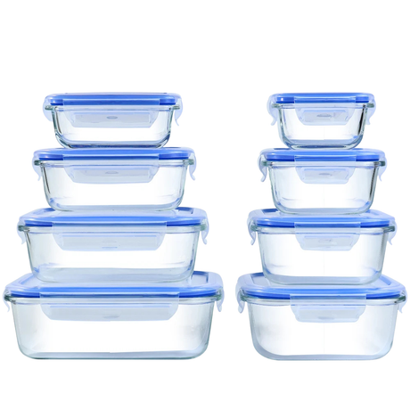 Glass Food Storage Containers - 8 Piece Leakproof Airtight Kitchen Set