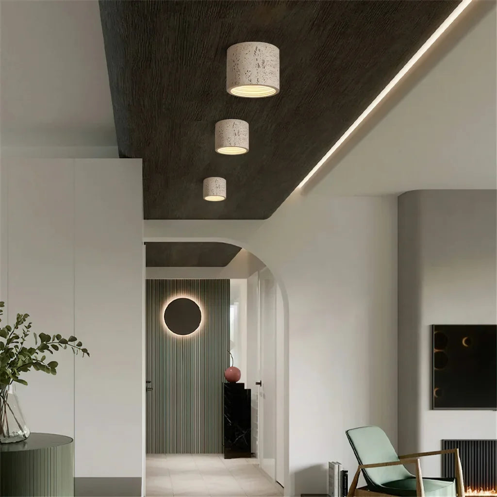 Vaelis Wabi-Sabi Cylindrical Ceiling Lamp Composite Integrated LED Surface-Mount