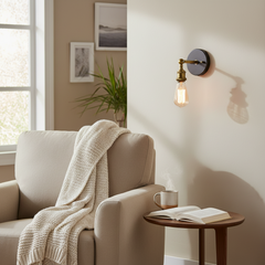 Retro Industrial Wall Sconce with Glass Candle-Style Design for Living Room
