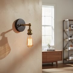 Retro Industrial Wall Sconce with Glass Candle-Style Design for Living Room