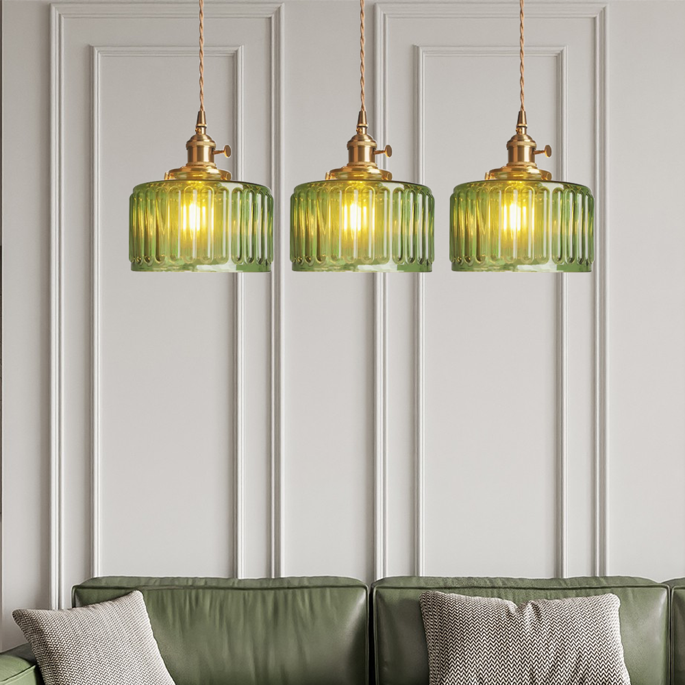 Lampsmodern-UK Vintage Cylinder Glass Pendant Light 6.89in x 7.48in