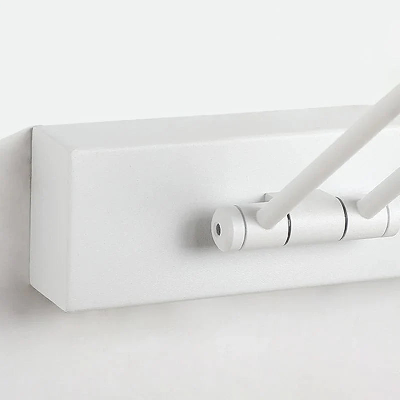 Detail of the pivoting wall bracket on the LED vanity light