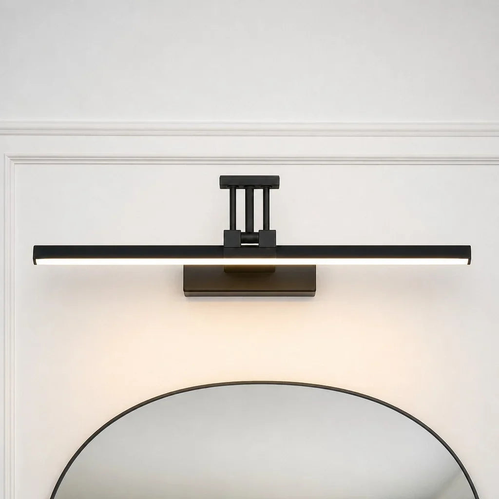 Hardwired LED bathroom wall sconce with a low-glare acrylic lens