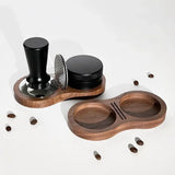 Walnut Wooden Coffee Tamper Mat Stand with Non‑Slip Base