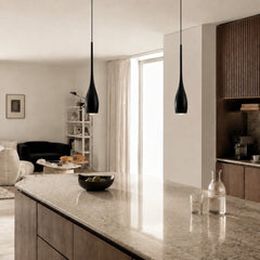 Minimalist ceiling pendant light with slender aluminium body